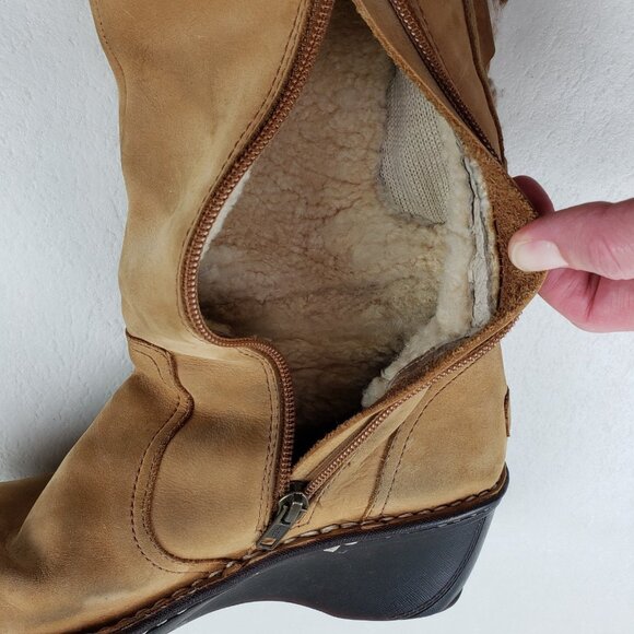 Ugg Skylair Knit Wedge Tall Boot Womens 9 Brown Leather Lace Up Side Zip Lined - Picture 14 of 16